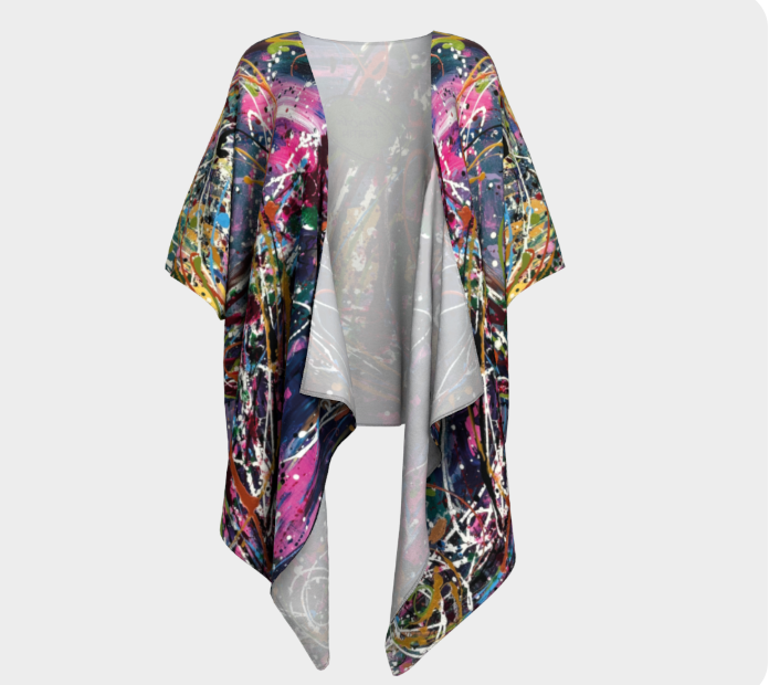 Kimono avec frange noire – Champagne