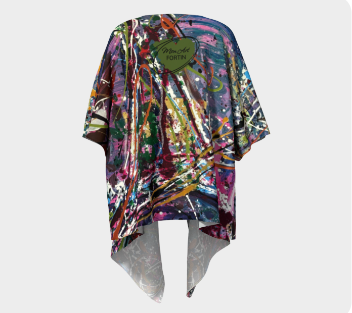 Kimono avec frange noire – Champagne