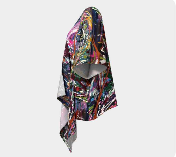 Kimono avec frange noire – Champagne