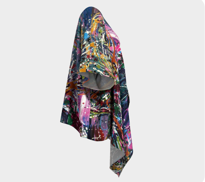 Kimono avec frange noire – Champagne