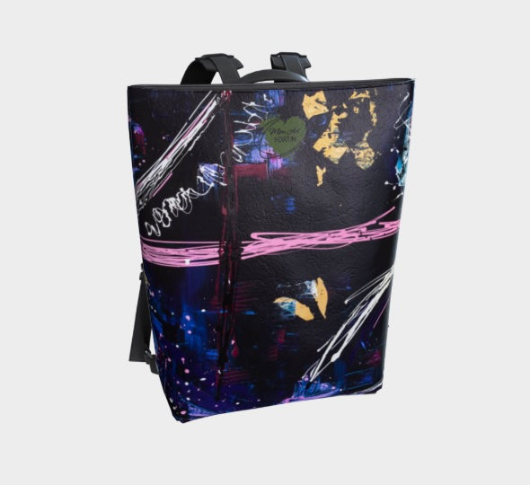 Sac à dos en cuir végane - Tempête cosmique