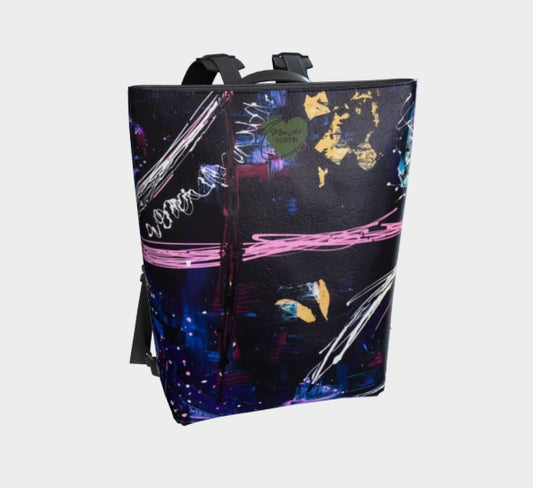 Sac à dos en cuir végane - Tempête cosmique